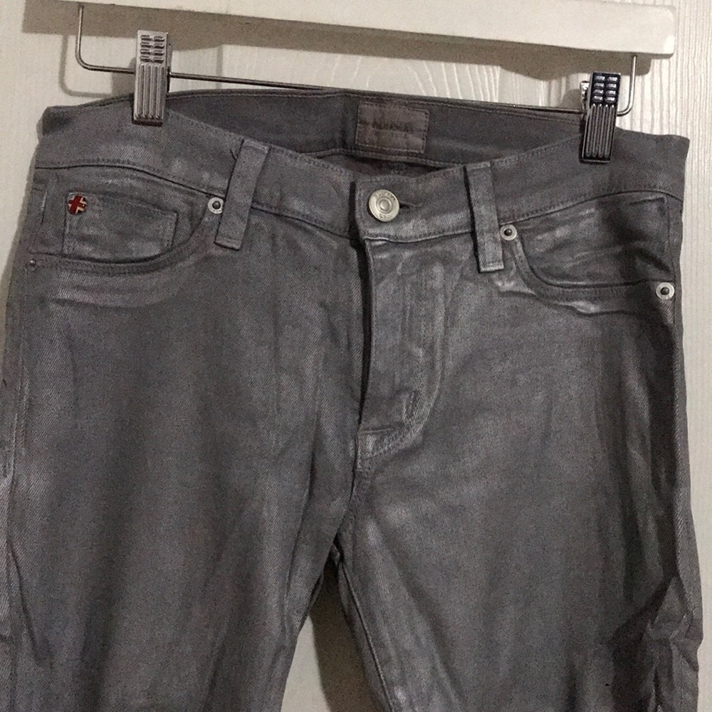 Silver Metallic Coated Hudson Skinny Jeans